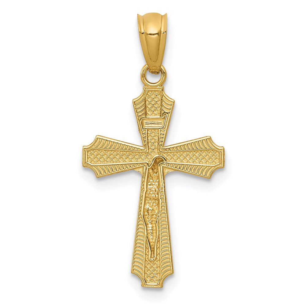 FJC Finejewelers 14 kt Yellow Gold Polished Small Passion Crucifix Charm 26 mm x 13 mm