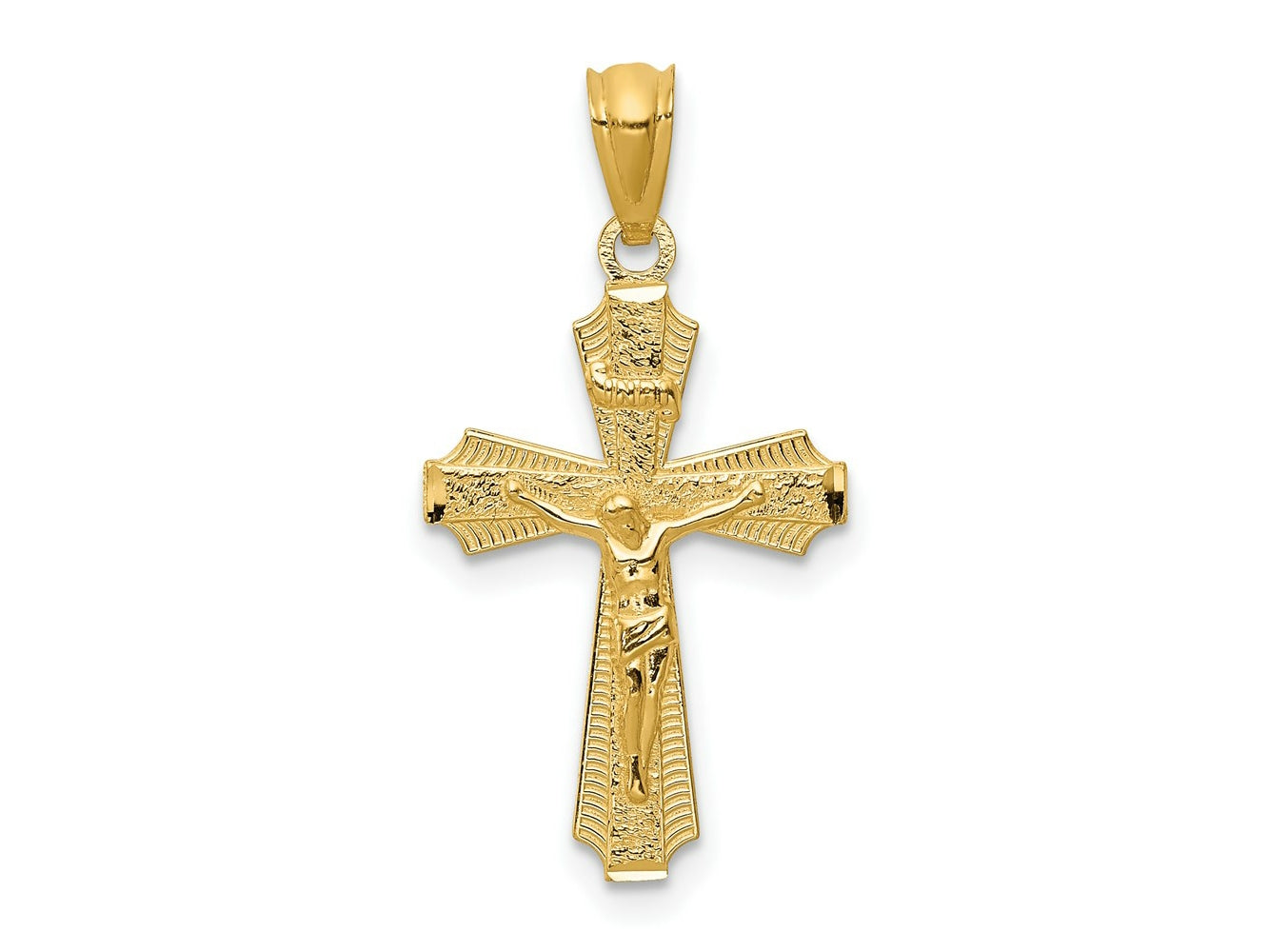 FJC Finejewelers 14 kt Yellow Gold Polished Small Passion Crucifix Charm 26 mm x 13 mm