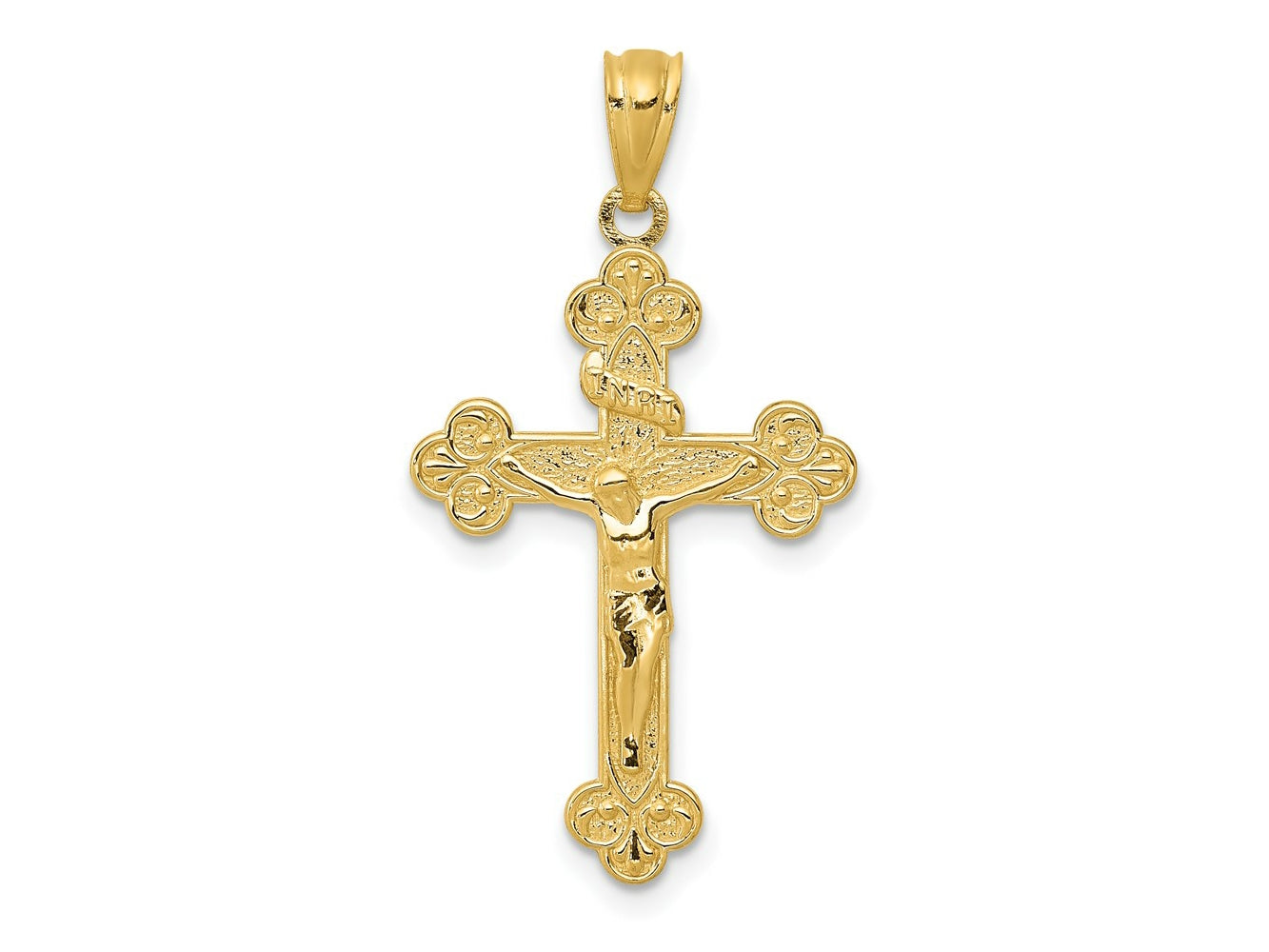 FJC Finejewelers 14 kt Yellow Gold Polished INRI Medium Crucifix Charm 2 mm x 16 mm