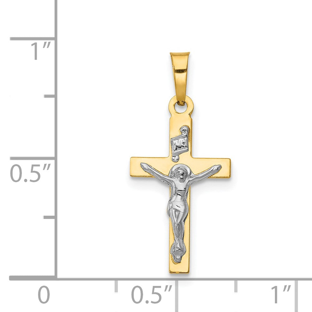 FJC Finejewelers 14 kt Yellow Gold with Rhodium Polished Inri Crucifix Charm 24 x 11 mm