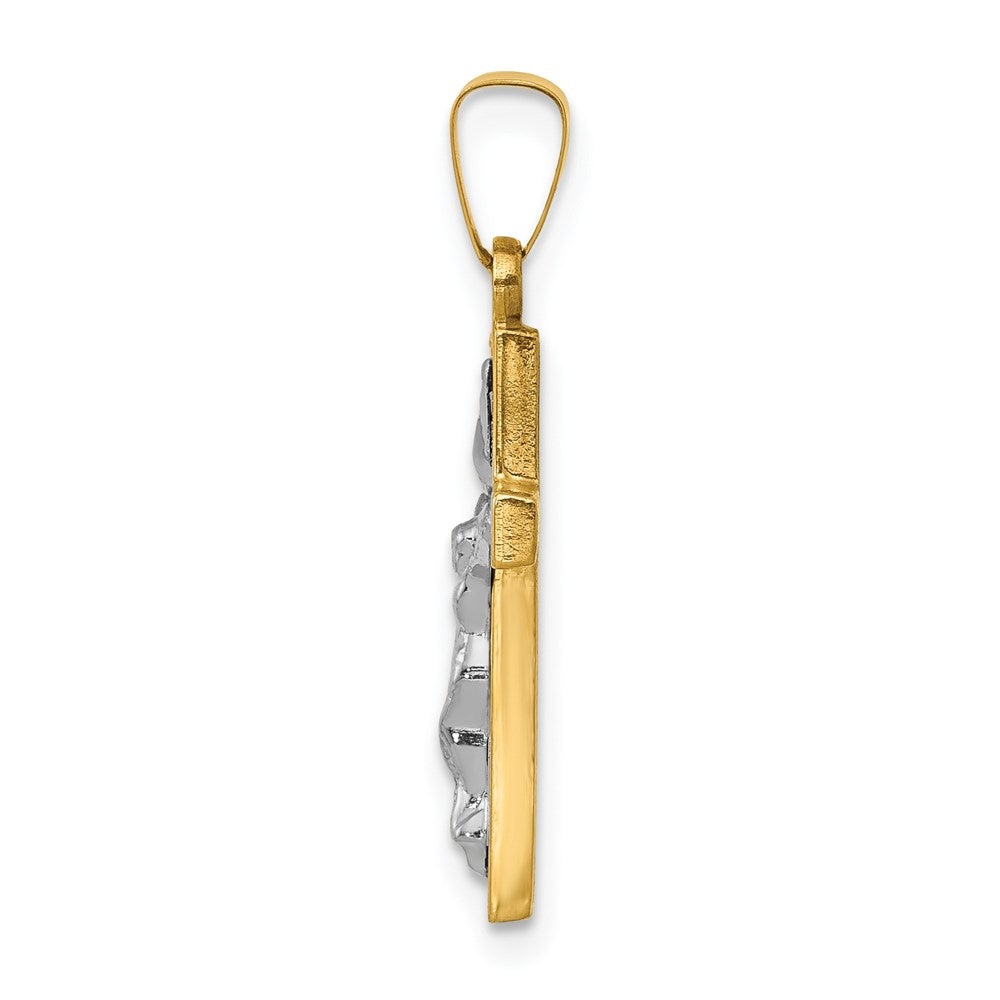 FJC Finejewelers 14 kt Yellow Gold with Rhodium Polished Inri Crucifix Charm 24 x 11 mm