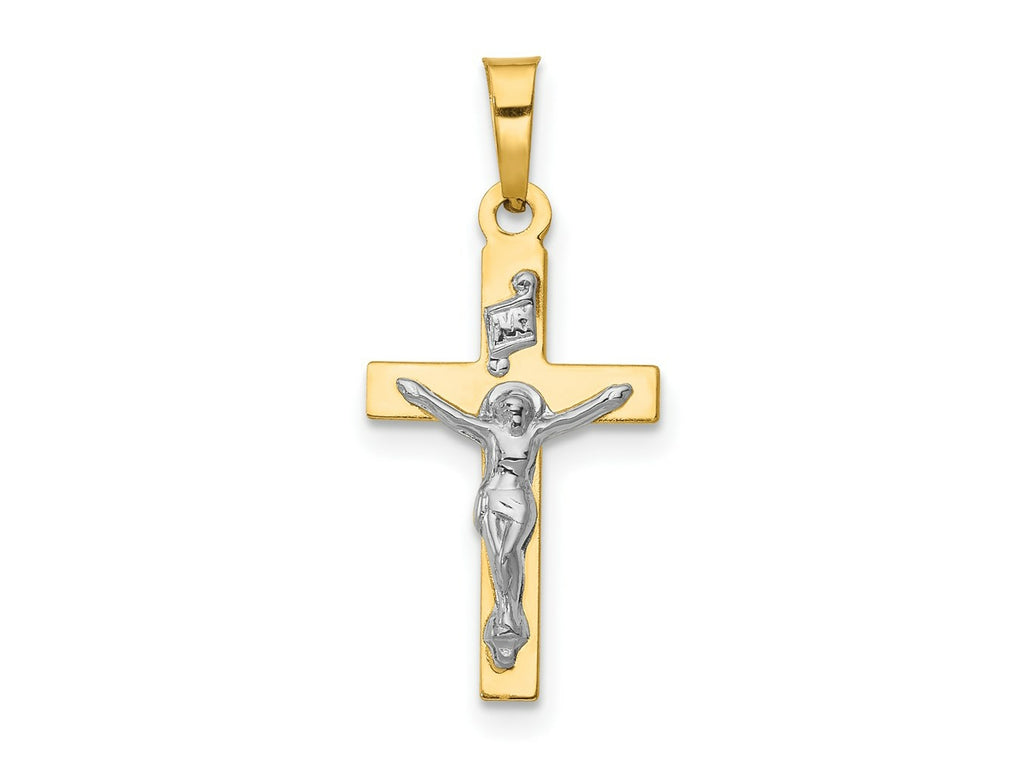 FJC Finejewelers 14 kt Yellow Gold with Rhodium Polished Inri Crucifix Charm 24 x 11 mm