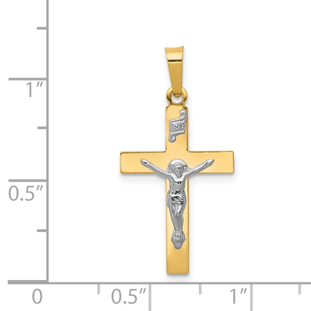 FJC Finejewelers 14 kt Yellow Gold with Rhodium Polished Inri Crucifix Charm 27 x 14 mm