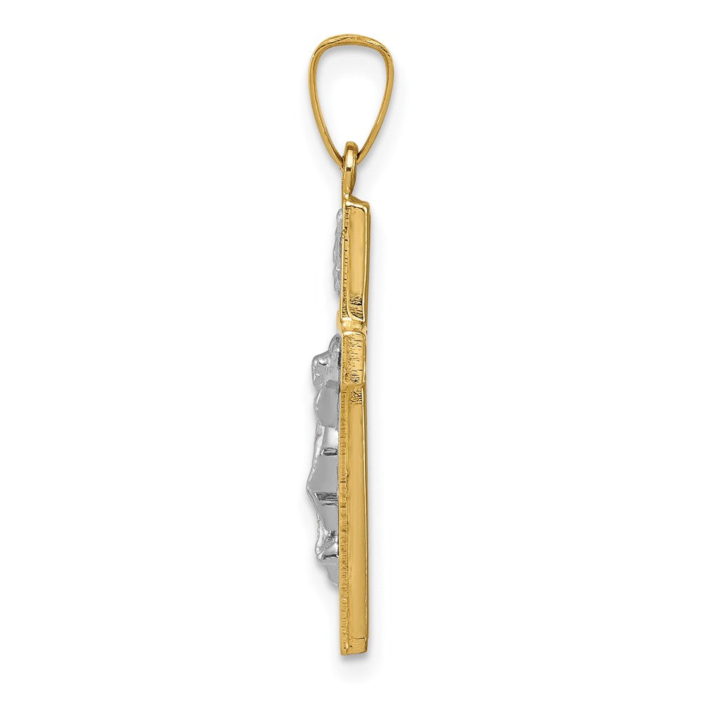 FJC Finejewelers 14 kt Yellow Gold with Rhodium Polished Inri Crucifix Charm 27 x 14 mm