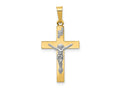 FJC Finejewelers 14 kt Yellow Gold with Rhodium Polished Inri Crucifix Charm 27 x 14 mm