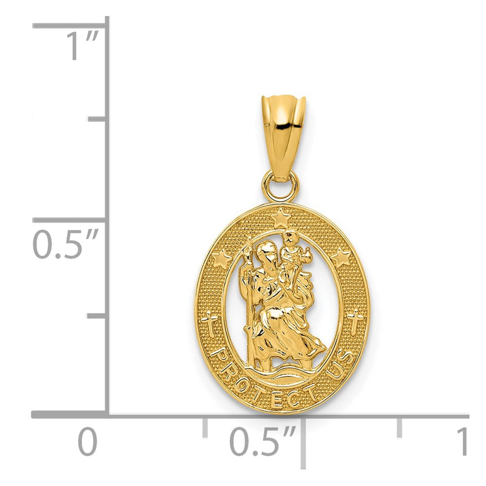 FJC Finejewelers 14 kt Yellow Gold Polished Saint Christopher Charm 21 mm x 12 mm