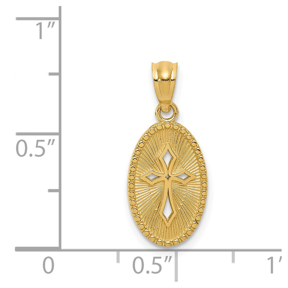 FJC Finejewelers 14 kt Yellow Gold Polished Small Cross Medal Charm 20 mm x 9 mm