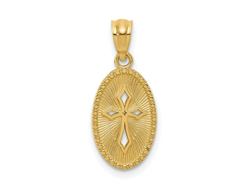 FJC Finejewelers 14 kt Yellow Gold Polished Small Cross Medal Charm 20 mm x 9 mm