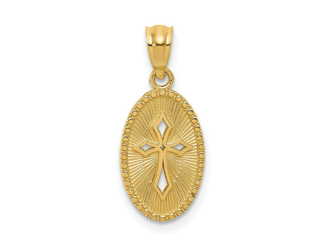 FJC Finejewelers 14 kt Yellow Gold Polished Small Cross Medal Charm 20 mm x 9 mm