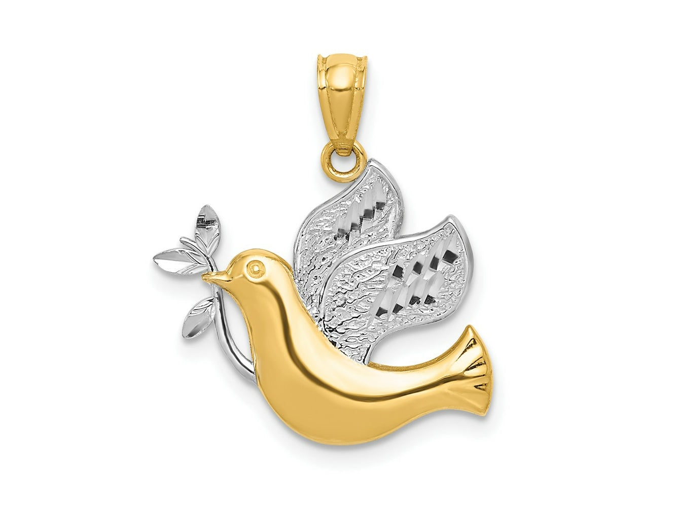 FJC Finejewelers 14 kt Yellow Gold with Rhodium Peace Dove Charm 21 mm