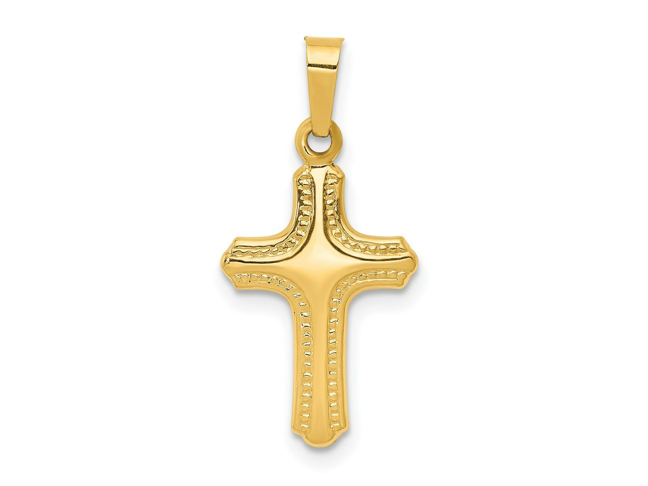 FJC Finejewelers 14 kt Yellow Gold Polished and Textured Cross Charm 22 x 11 mm