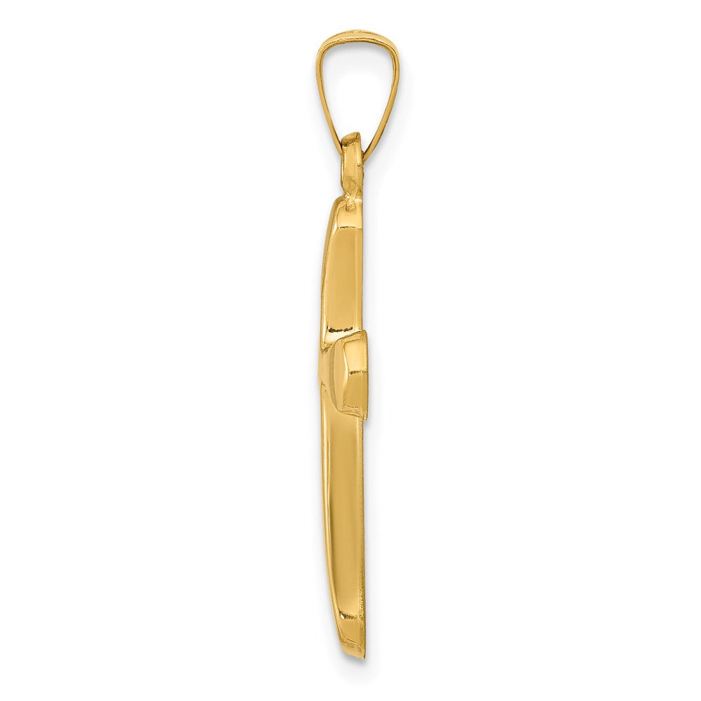 FJC Finejewelers 14 kt Yellow Gold Polished Rounded Cross Charm 26 x 13 mm