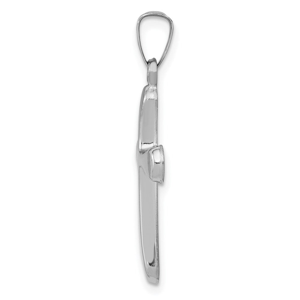 FJC Finejewelers 14 kt White Gold Polished Rounded Cross Charm 26 mm x 13 mm