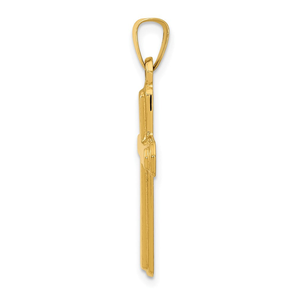 FJC Finejewelers 14 kt Yellow Gold Satin Latin Cross Charm 27 x 14 mm