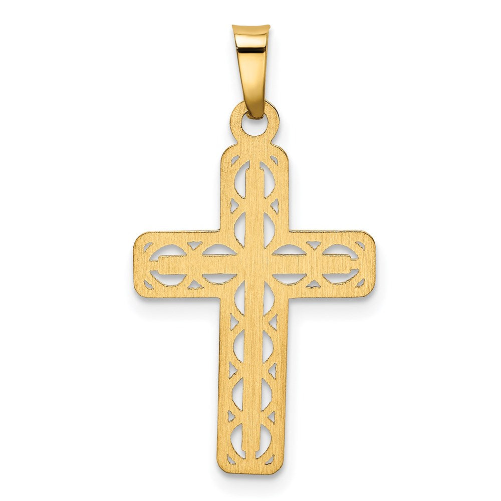 FJC Finejewelers 14 kt Yellow Gold Polished Filigree Cross Charm 27 x 14 mm
