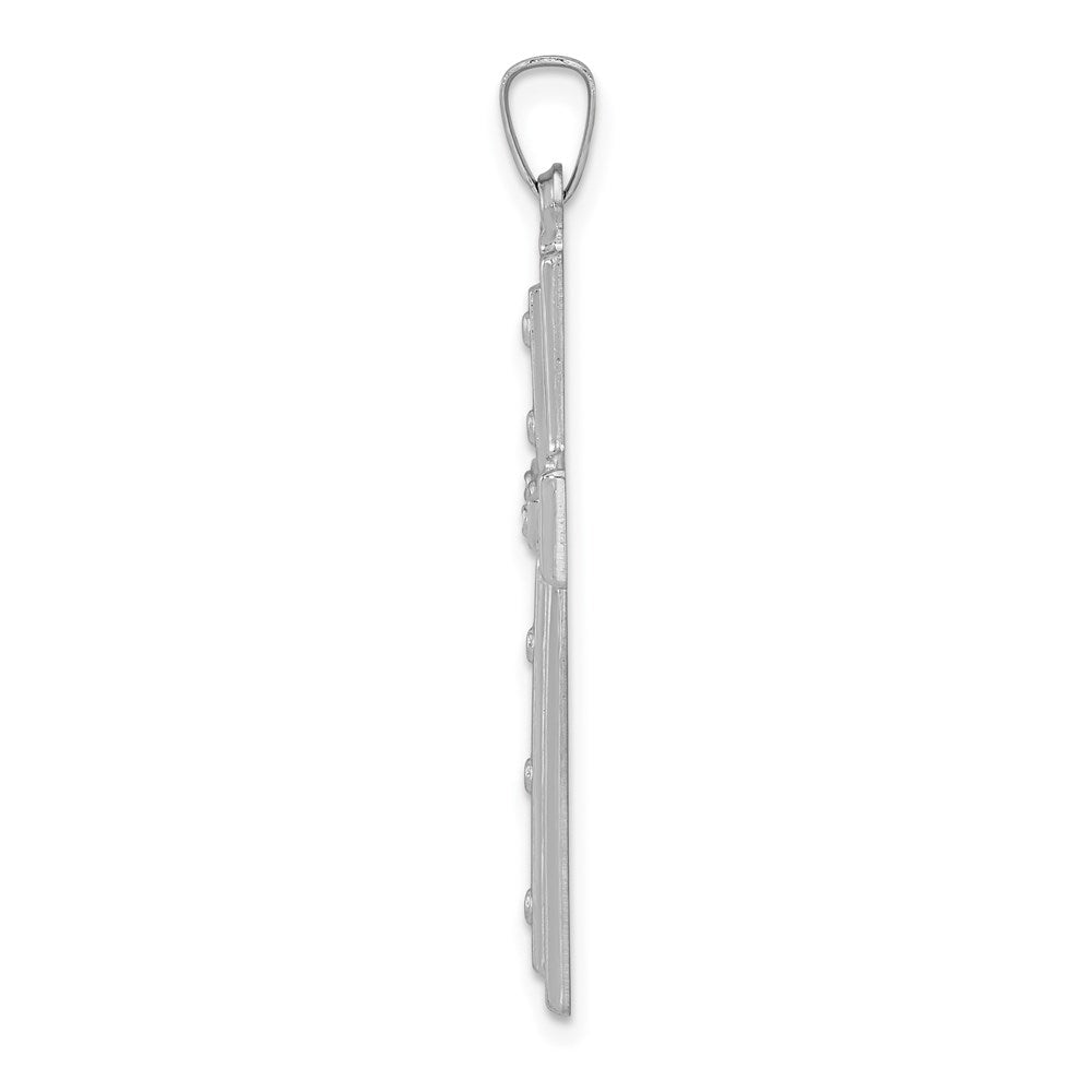 FJC Finejewelers 14 kt White Gold Polished and Satin with Dots Cross Charm 36 mm x 20 mm