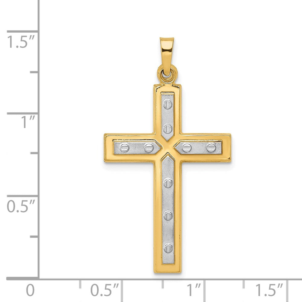 FJC Finejewelers 14 kt Yellow Gold W/Rhodium Polished and Satin Cross Charm 36 x 20 mm