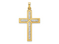 FJC Finejewelers 14 kt Yellow Gold W/Rhodium Polished and Satin Cross Charm 36 x 20 mm