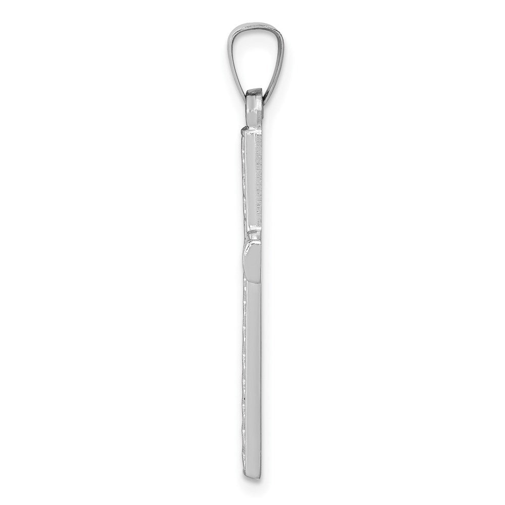 FJC Finejewelers 14 kt White Gold Polished Lattice Cross Charm 29 mm x 14 mm