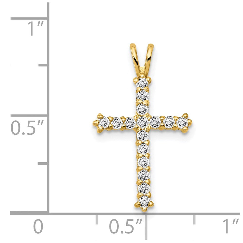 FJC Finejewelers 14 kt Yellow Gold Polished CZ Cross Charm Slide 20 x 4 mm