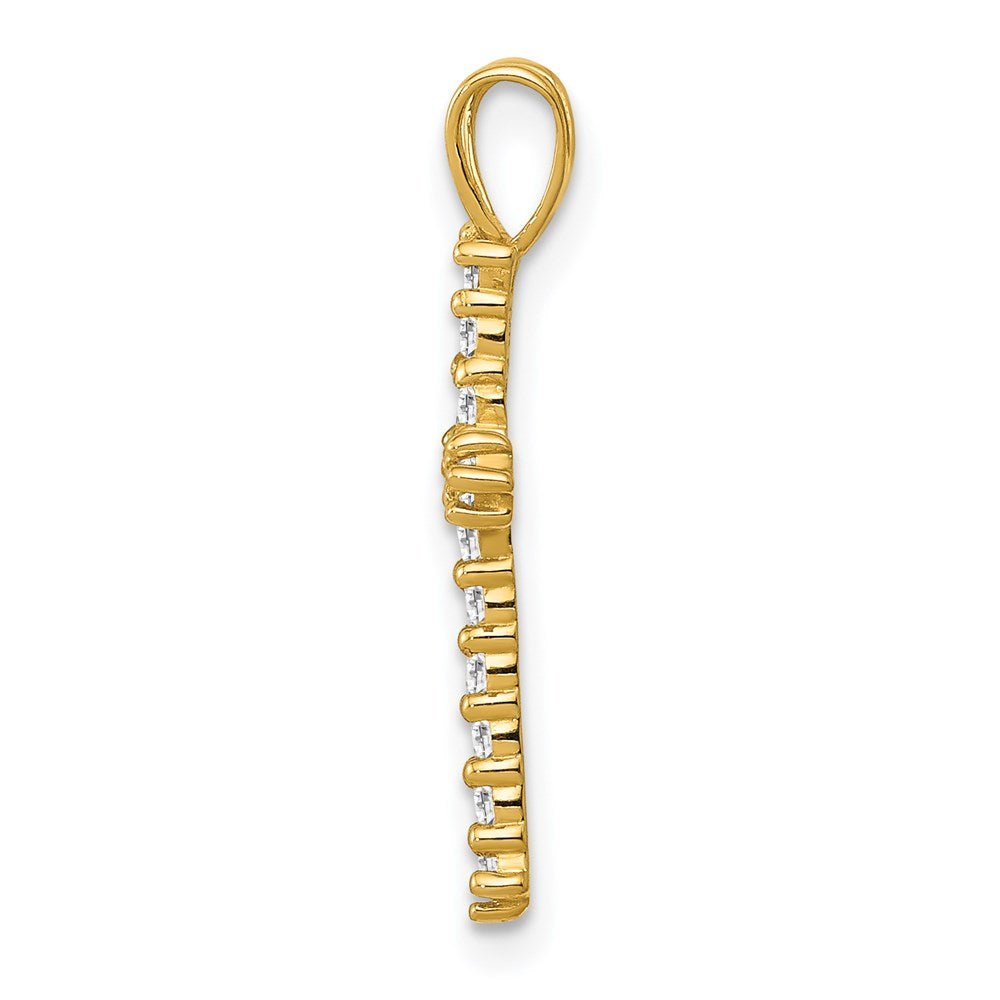 FJC Finejewelers 14 kt Yellow Gold Polished CZ Cross Charm Slide 20 x 4 mm