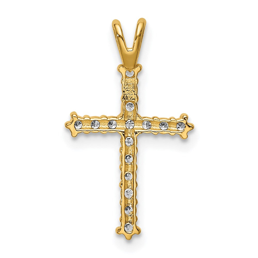 FJC Finejewelers 14 kt Yellow Gold Polished CZ Cross Charm Slide 20 x 4 mm