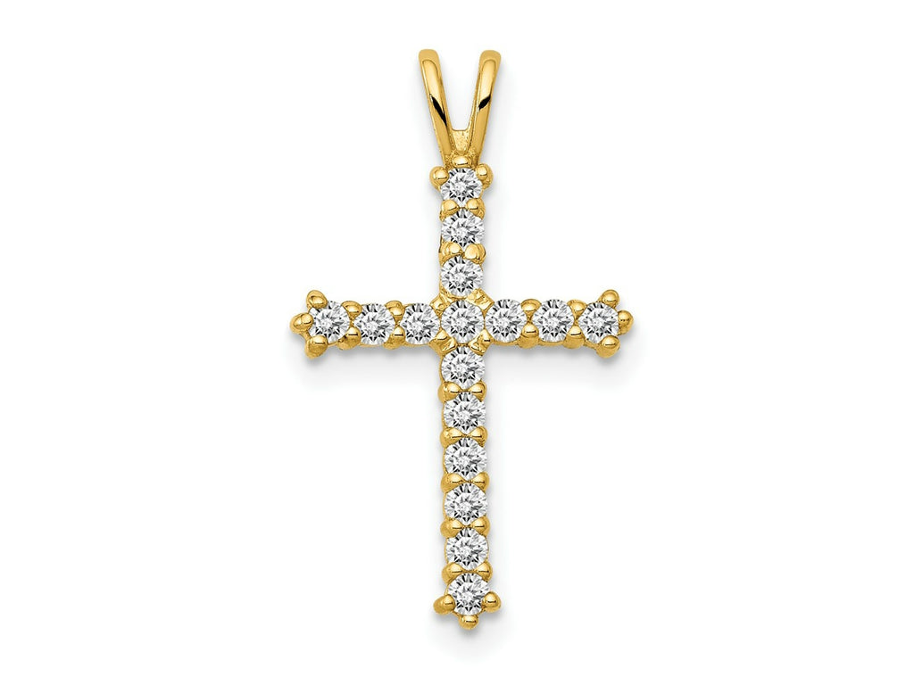 FJC Finejewelers 14 kt Yellow Gold Polished CZ Cross Charm Slide 20 x 4 mm
