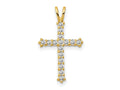 FJC Finejewelers 14 kt Yellow Gold Polished CZ Cross Charm Slide 20 x 4 mm