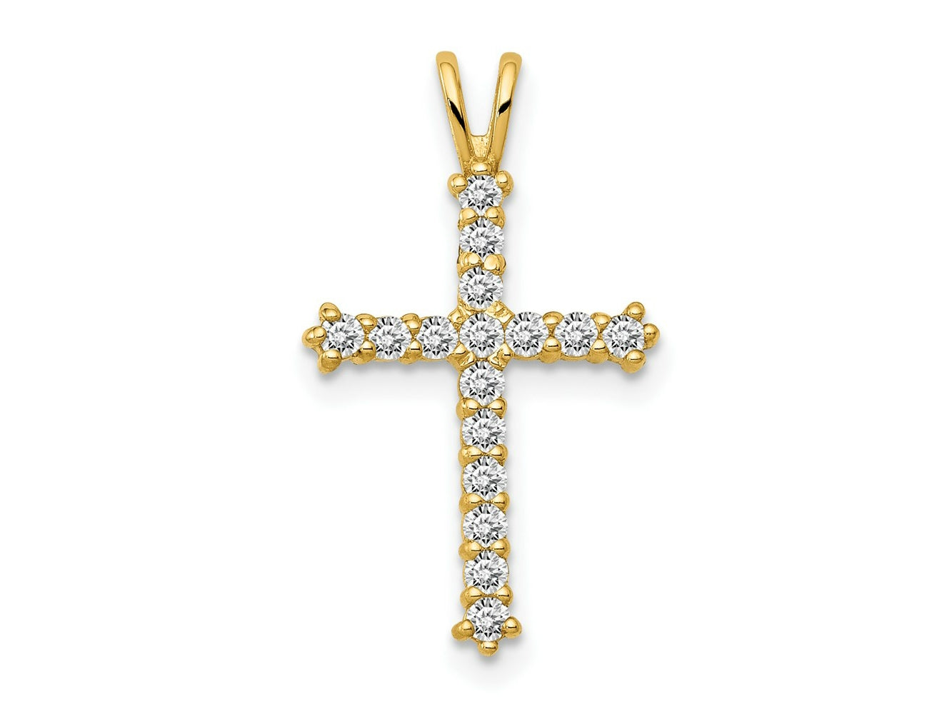 FJC Finejewelers 14 kt Yellow Gold Polished CZ Cross Charm Slide 20 x 4 mm