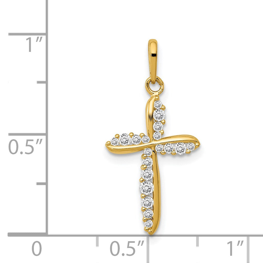 FJC Finejewelers 14 kt Yellow Gold Polished CZ Cross Charm 23 x 11 mm