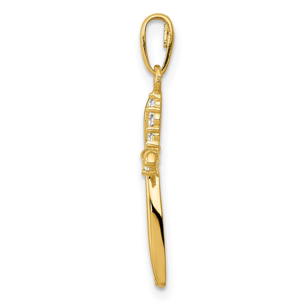 FJC Finejewelers 14 kt Yellow Gold Polished CZ Cross Charm 23 x 11 mm