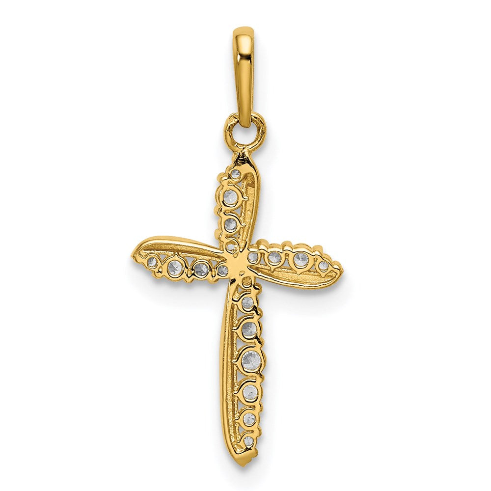 FJC Finejewelers 14 kt Yellow Gold Polished CZ Cross Charm 23 x 11 mm