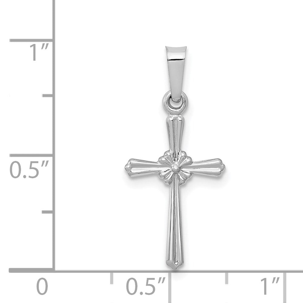 FJC Finejewelers 14 kt White Gold Polished Center Flower Cross Charm 23 mm x 10 mm