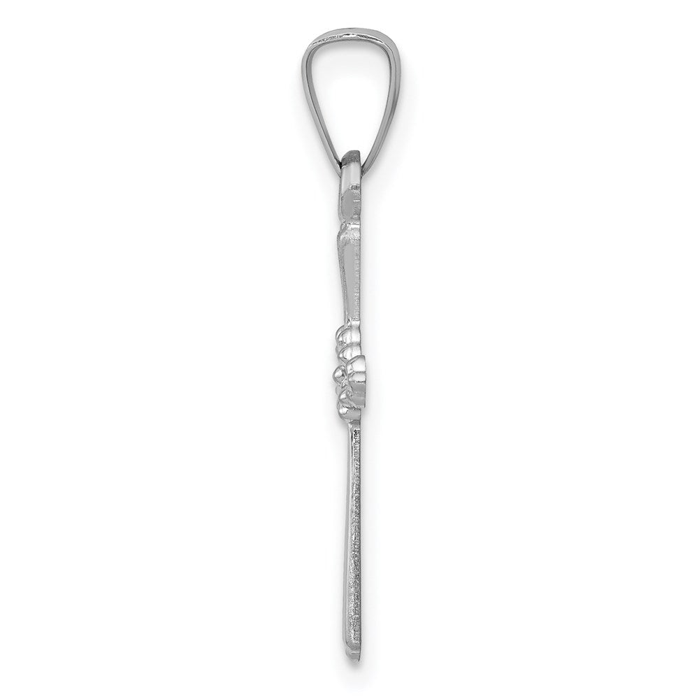 FJC Finejewelers 14 kt White Gold Polished Center Flower Cross Charm 23 mm x 10 mm