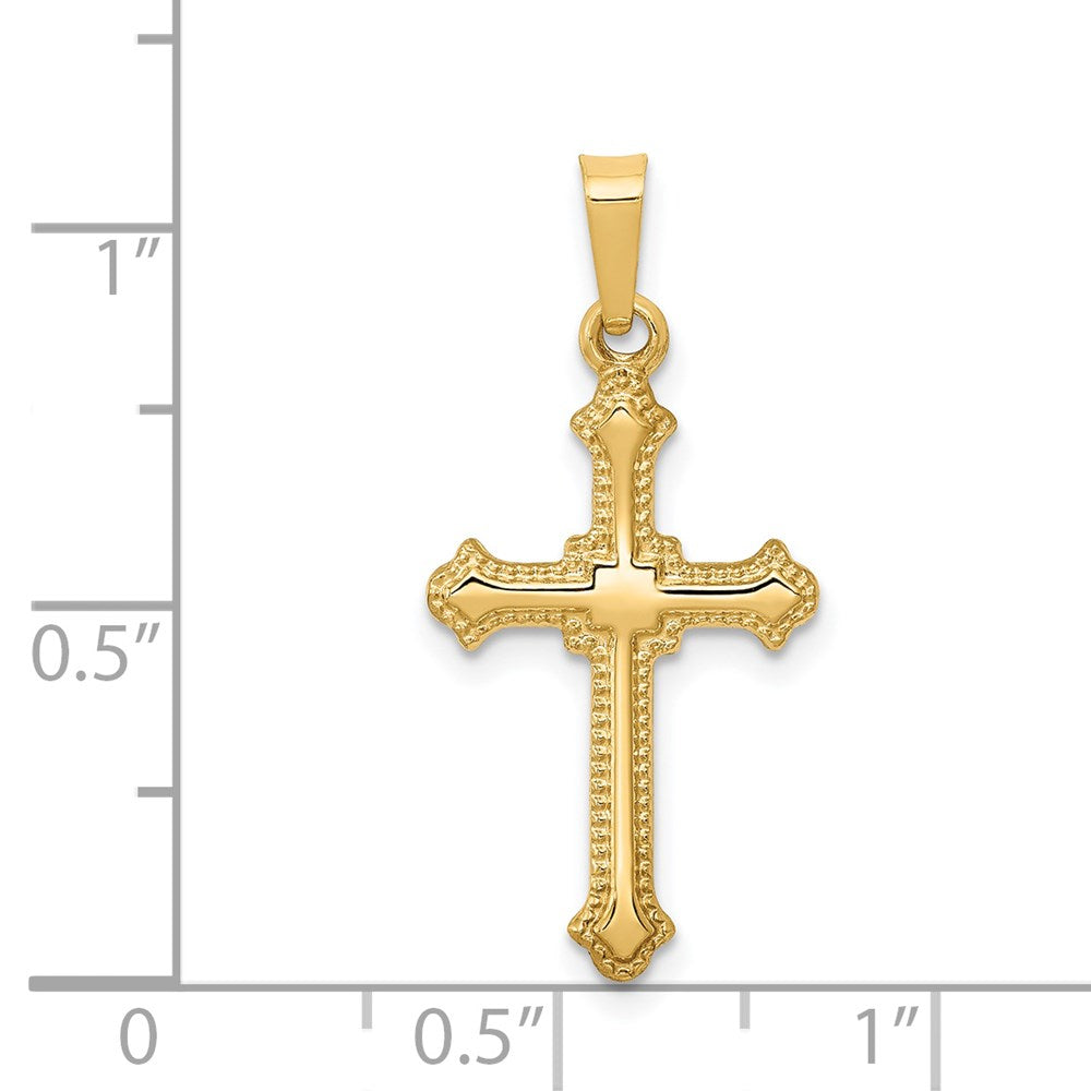 FJC Finejewelers 14 kt Yellow Gold Polished Fleur de Lis Cross Charm 27 x 13 mm