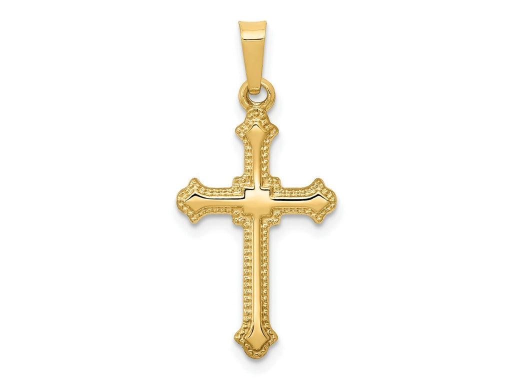 FJC Finejewelers 14 kt Yellow Gold Polished Fleur de Lis Cross Charm 27 x 13 mm
