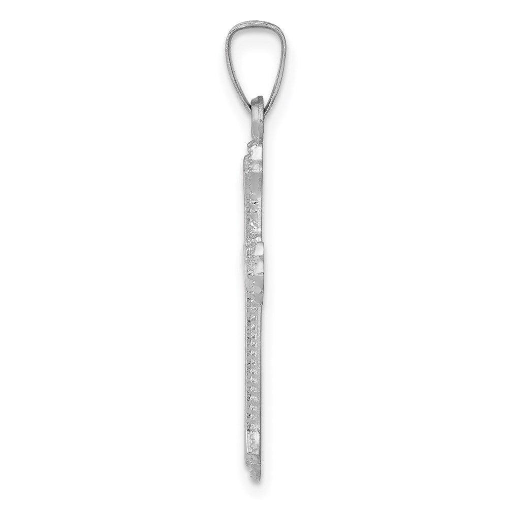 FJC Finejewelers 14 kt White Gold Polished Cross Charm 27 mm x 13 mm