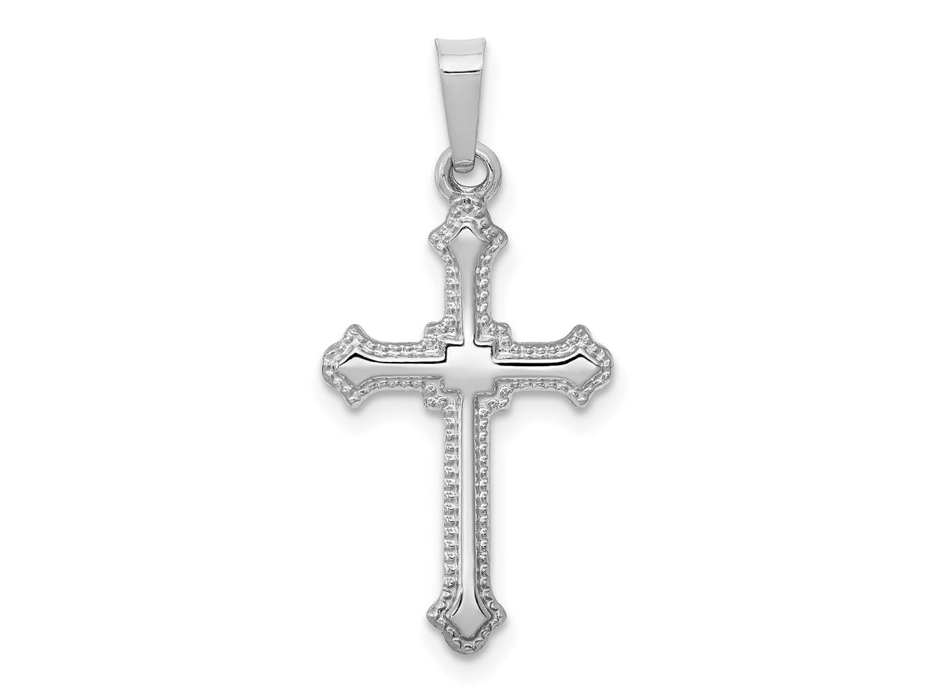FJC Finejewelers 14 kt White Gold Polished Cross Charm 27 mm x 13 mm