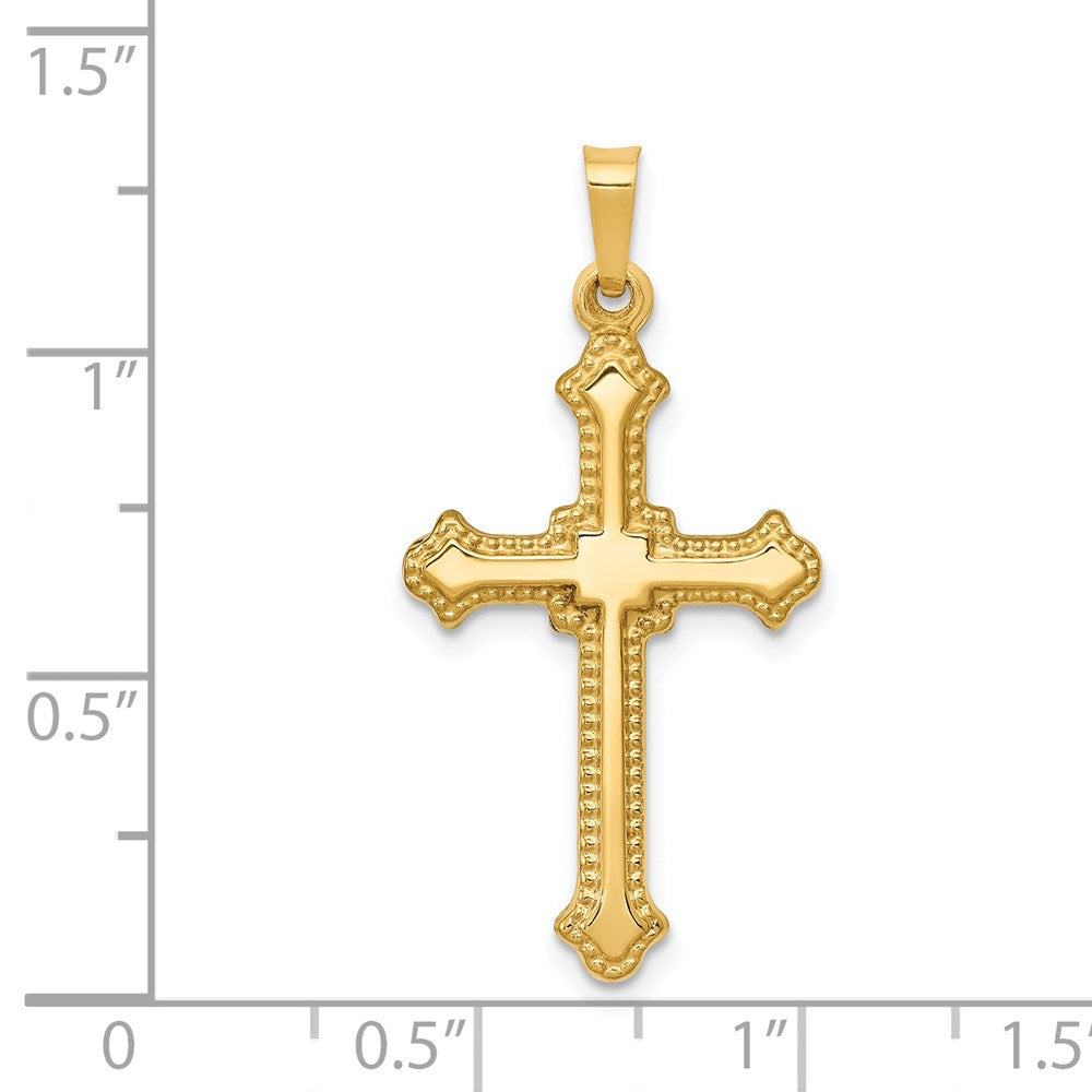 FJC Finejewelers 14 kt Yellow Gold Polished Fleur de Lis Cross Charm 32 x 16 mm
