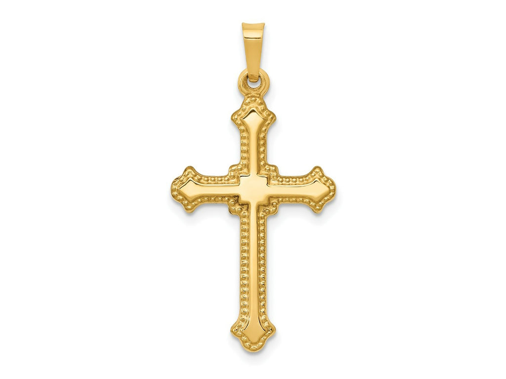 FJC Finejewelers 14 kt Yellow Gold Polished Fleur de Lis Cross Charm 32 x 16 mm