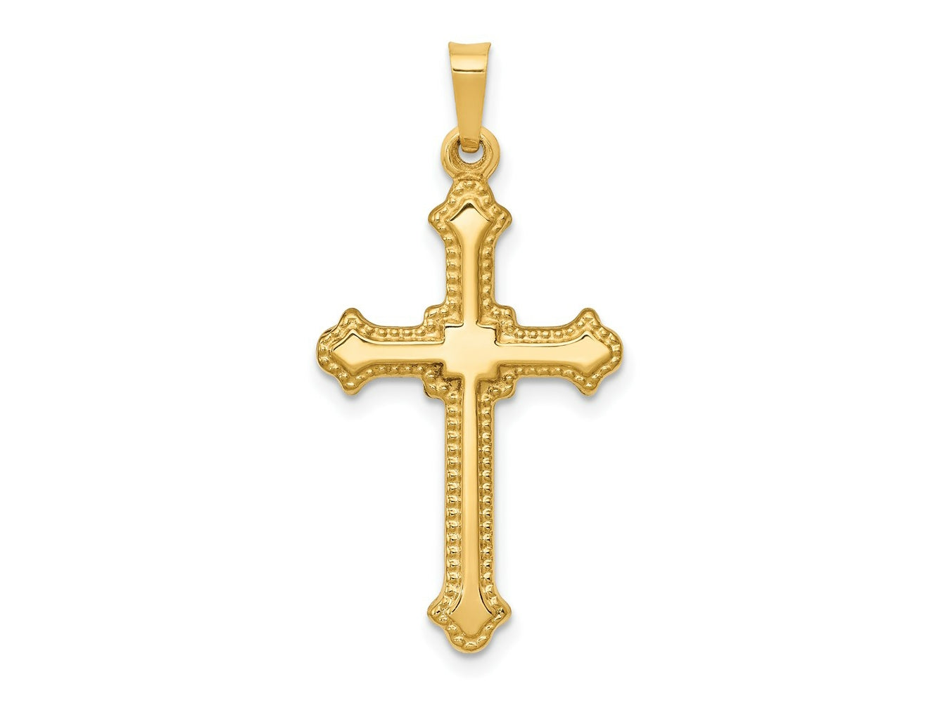 FJC Finejewelers 14 kt Yellow Gold Polished Fleur de Lis Cross Charm 32 x 16 mm