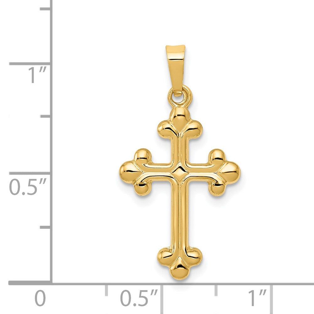FJC Finejewelers 14 kt Yellow Gold Polished Budded Cross Charm 20 x 14 mm