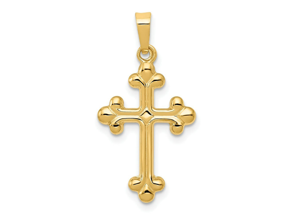 FJC Finejewelers 14 kt Yellow Gold Polished Budded Cross Charm 20 x 14 mm