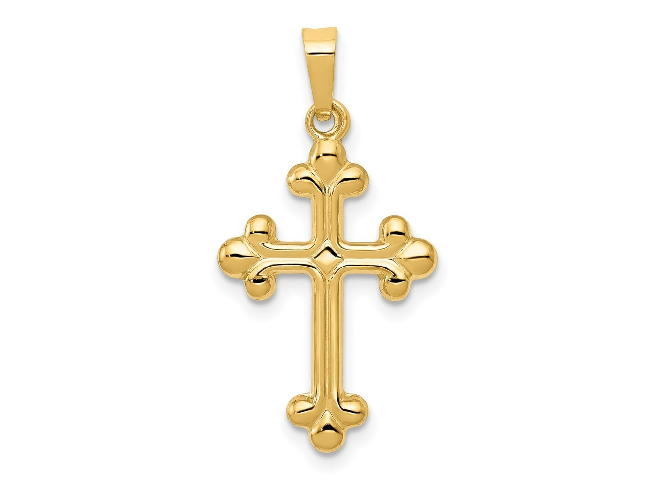 FJC Finejewelers 14 kt Yellow Gold Polished Budded Cross Charm 20 x 14 mm