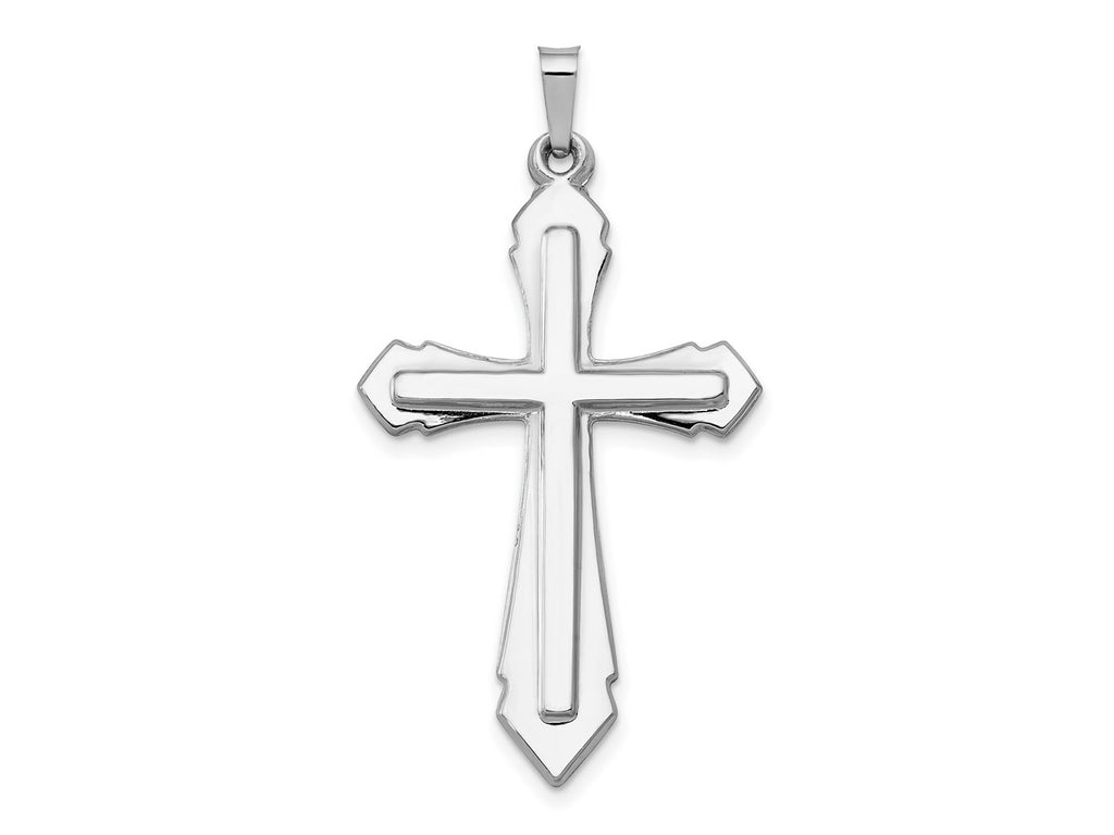 FJC Finejewelers 14 kt White Gold Polished and Satin Cross Charm 40 mm x 21 mm
