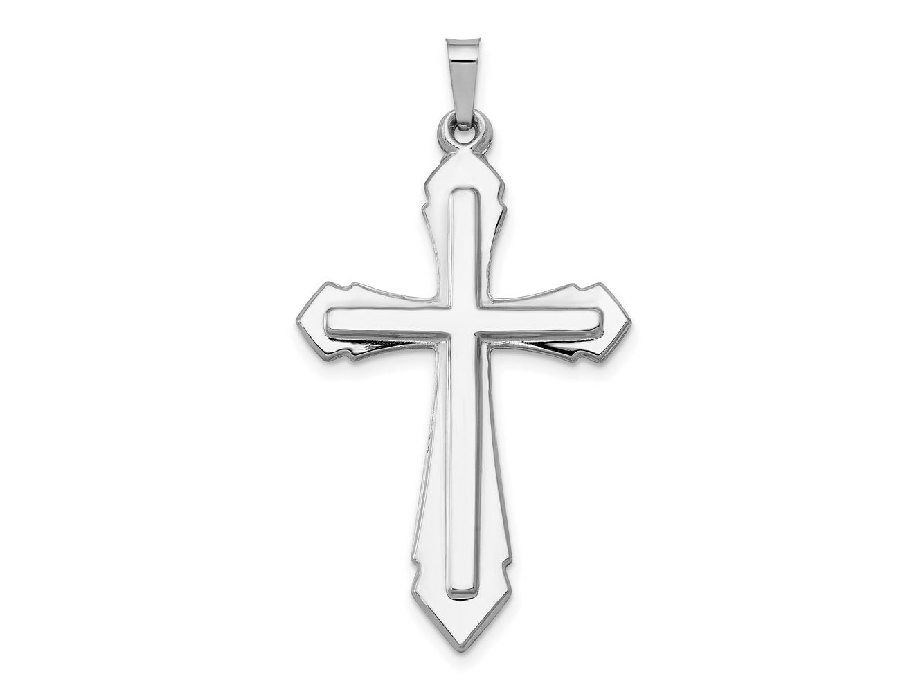 FJC Finejewelers 14 kt White Gold Polished and Satin Cross Charm 40 mm x 21 mm