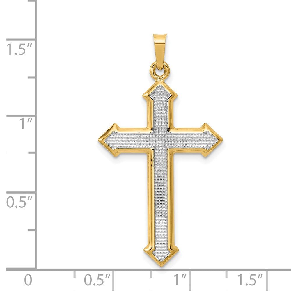 FJC Finejewelers 14 kt Yellow Gold with Rhodium Polished and Textured Passion Cross Charm 38 x 21 mm