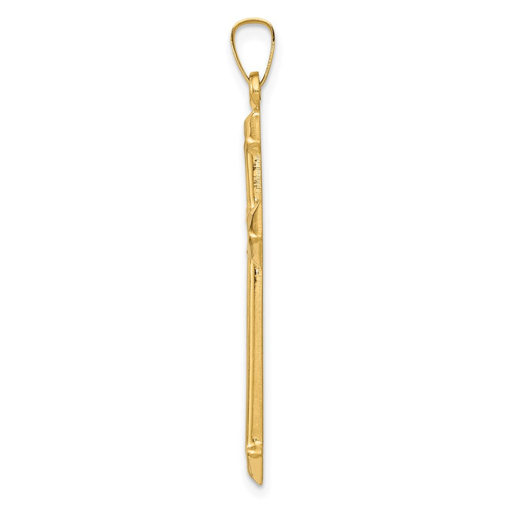 FJC Finejewelers 14 kt Yellow Gold with Rhodium Polished and Textured Passion Cross Charm 38 x 21 mm