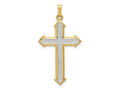 FJC Finejewelers 14 kt Yellow Gold with Rhodium Polished and Textured Passion Cross Charm 38 x 21 mm