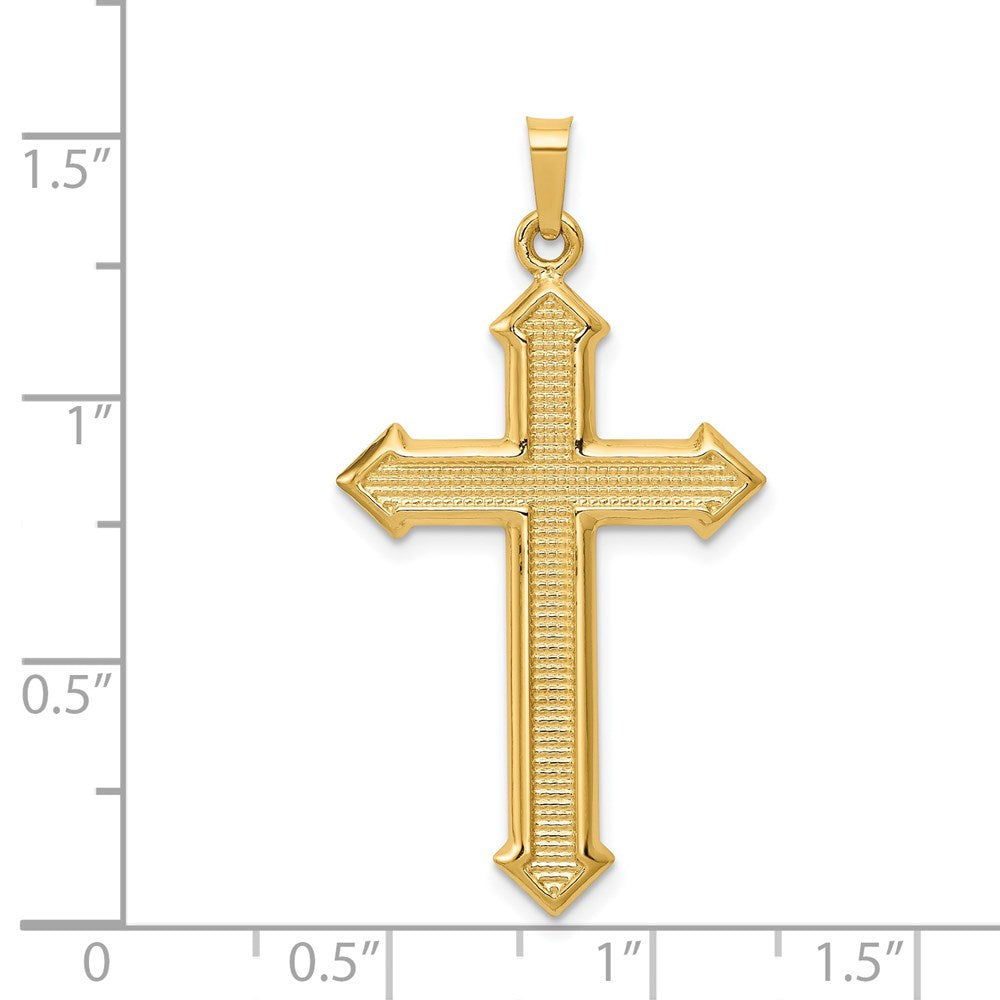 FJC Finejewelers 14 kt Yellow Gold Polished and Textured Passion Cross Charm 38 x 21 mm